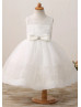 Ivory Lace Organza Flower Girl Dress With Bow
